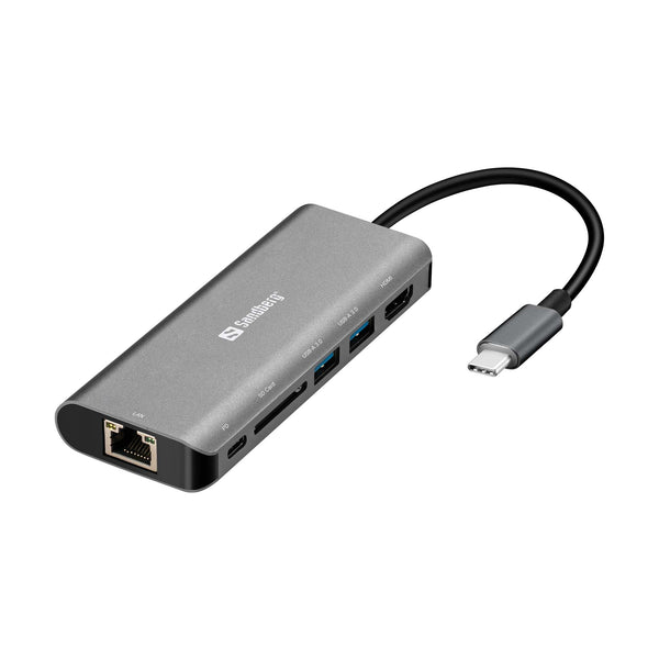 Sandberg-USB-C-telakka-kannettavalle-tietokoneelle-HDMI-LAN-SD-USB100W