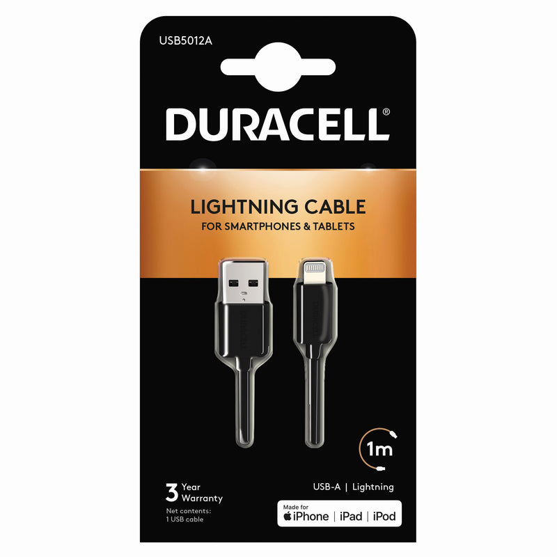 Duracell Lightning-kaapeli 1m Applen laitteille (iPhoneiPad)