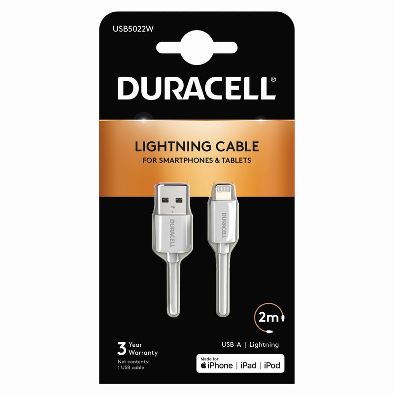 Duracell Lightning-kaapeli 2m Applen laitteille (iPhone/iPad)