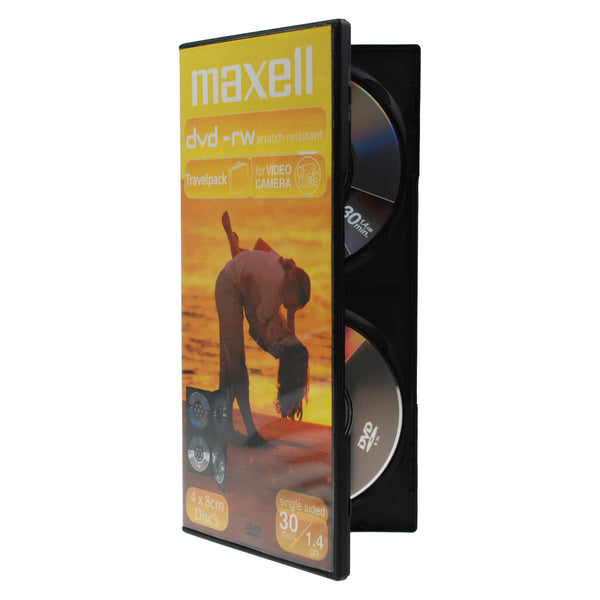 Maxell DVD-RW -levy 8cm 1.4GB videokameraan 30min (4 kpl)