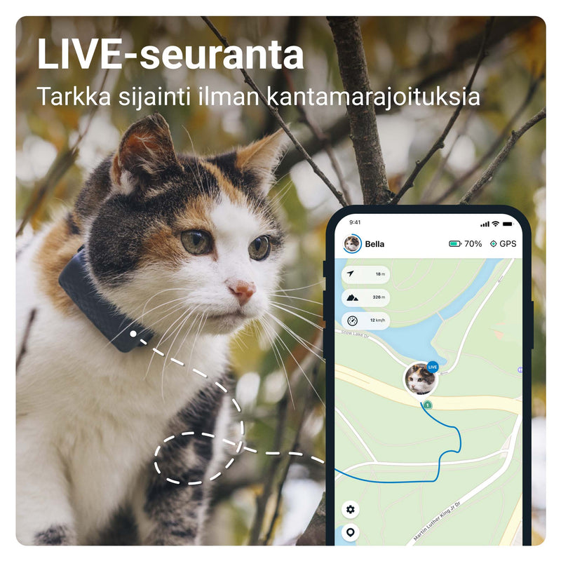 Tractive CAT Mini GPS-paikannin kissalle + kaulapanta
