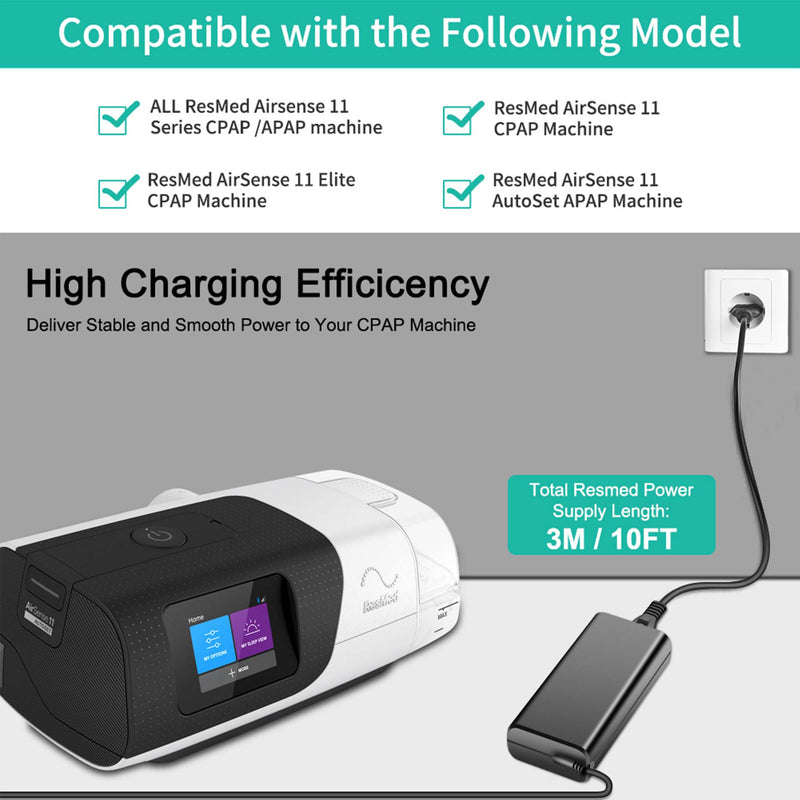 Virtajohto ResMed AirSense 11 sarjan CPAP-laitteille