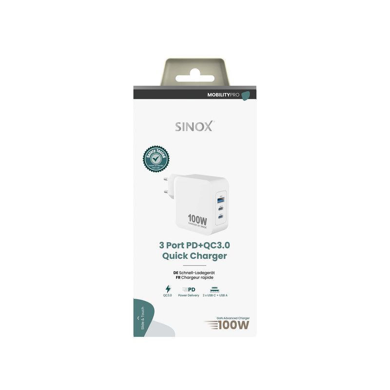 Sinox GaN 100W PD -pikalaturi kannettavalle tietokoneelle ja älypuhelimelle