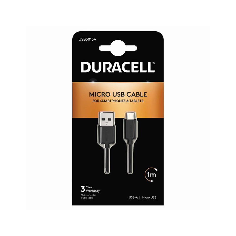 Duracell microUSB-kaapeli 1m (2 värivaihtoehtoa)