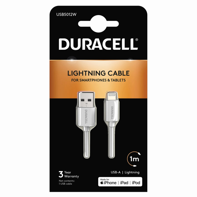 Duracell Lightning-kaapeli 1m Applen laitteille (iPhoneiPad)