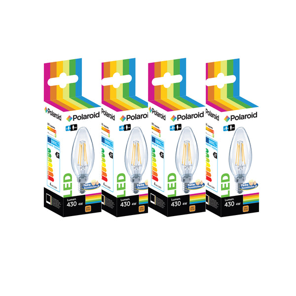 Polaroid LED-filamenttilamppu kynttilä 4W E14 430 lumen (4 kpl säästöpakkaus)